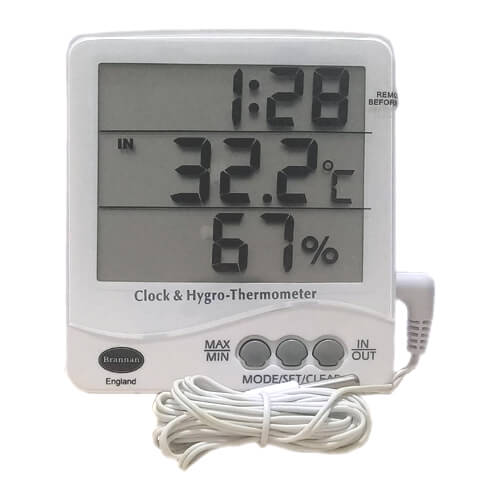 Brannan-Digital-Thermometer-Hygrometer-with-Clock-1 Brannan Digital Thermometer & Hygrometer with Clock - Image 1