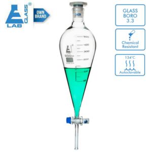 Separating Funnel PTFE Stopcock 100-2000ml 19/26-29/32 LABGLASS USA